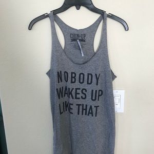 NWT GRAY RACERBACK WORKOUT TANK CHIN UP APPAREL